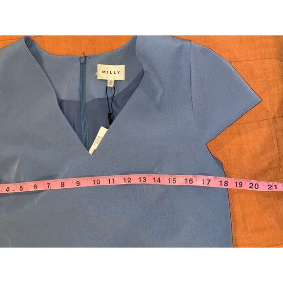 NWT Milly Eva Cap Sleevless Mini Dress - Ice Blue - Women's Size 8 ($375) - Picture 12 of 14